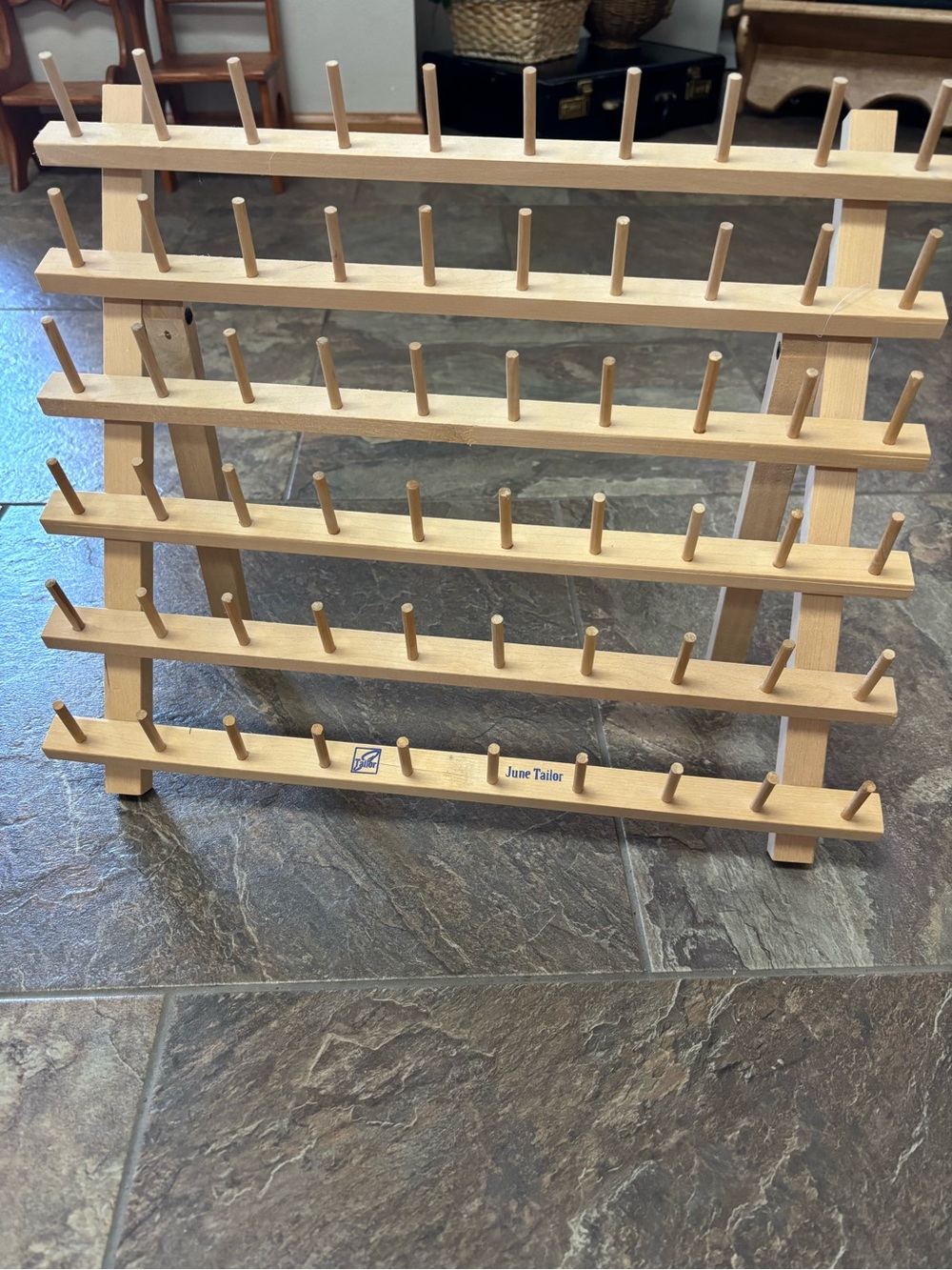 Natural Wood Thread Rack - 6-Rail Organizer